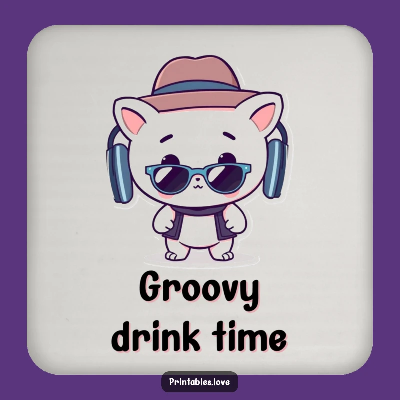 Funny Kawaii Grooving Coaster Set: Protect Tables with Style