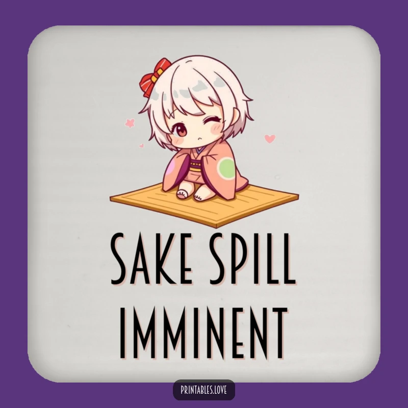 Funny Kawaii Kimono Coaster Set: Protect Surfaces with Cuteness, Gift