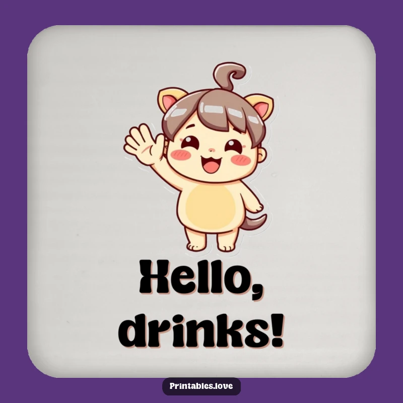 Funny Kawaii Wave Coaster: Cheerful Character Drink Protection Gift