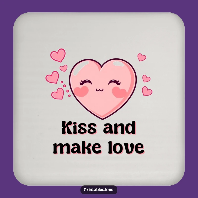 Funny Kissing Heart Coasters: Protect Surfaces with Love, Gift Set!
