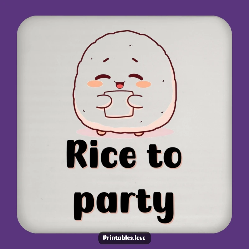 Funny Onigiri Wink Coaster: Giggling Character Protector Gift for Tables