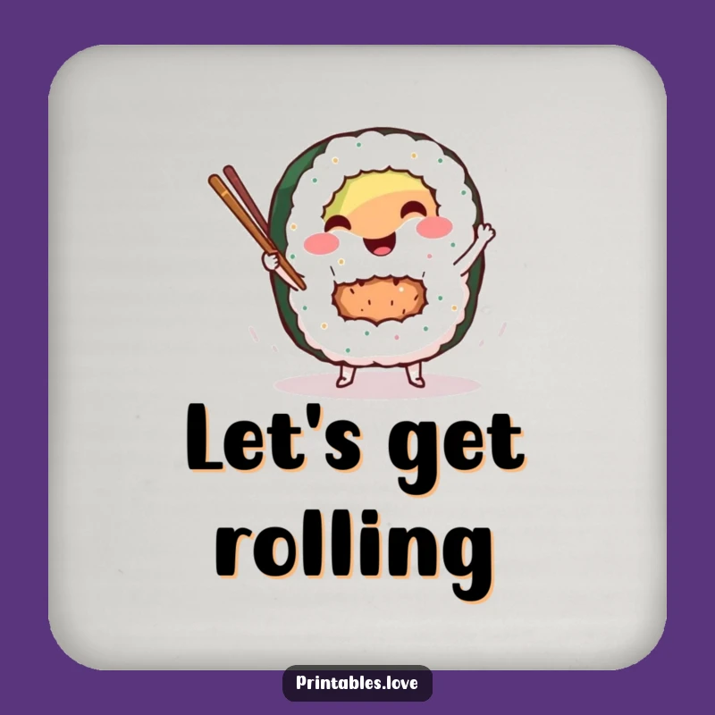 Funny Sushi Dance Coaster: Smiling Roll Character Protector Gift for Tables