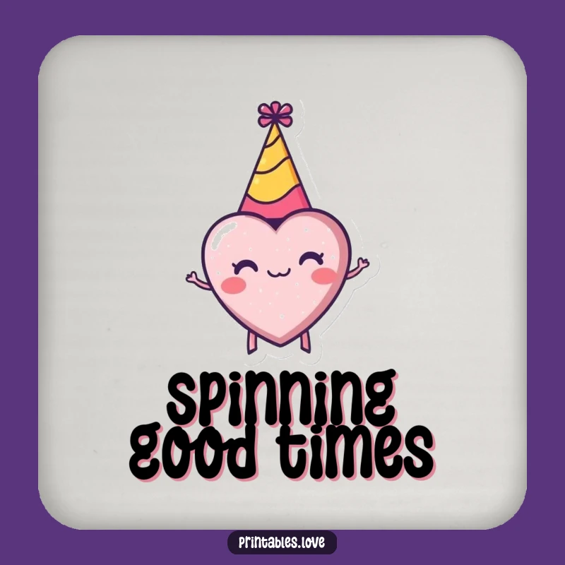 Funny Tiny Heart Party Hat Coaster: Enthusiastic Drink Protection Fun