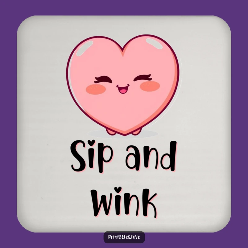 Funny Winking Heart Coasters (Set of 4) - Playful Protection, Great Funny Gift!