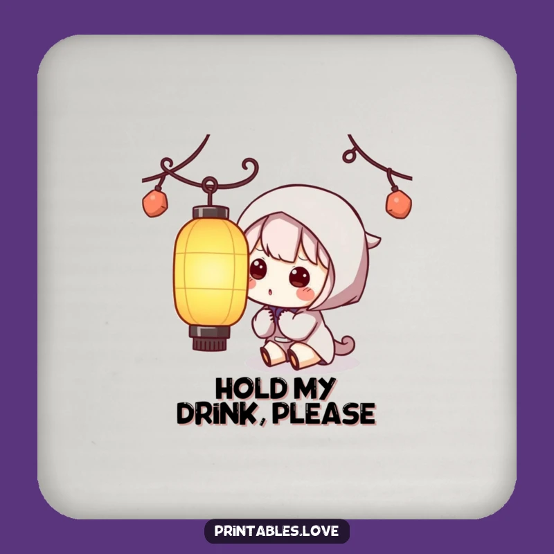 Funny Kawaii Lantern Coaster: Protect Surfaces with Curious Charm!