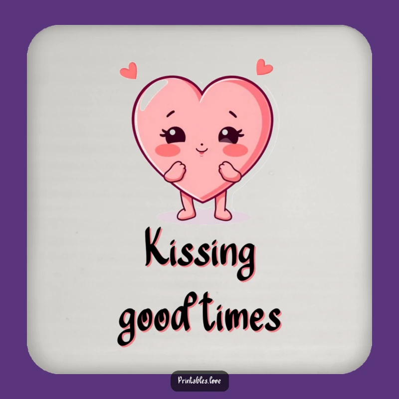 Funny Kissing Heart Coaster: Puffed Cheeks Protection, Stylish & Humorous Funny Gift Set
