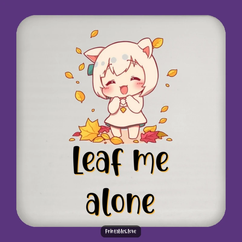 Funny Kawaii Autumn Leaf Catcher Coaster Set - Protect Surfaces with Humor