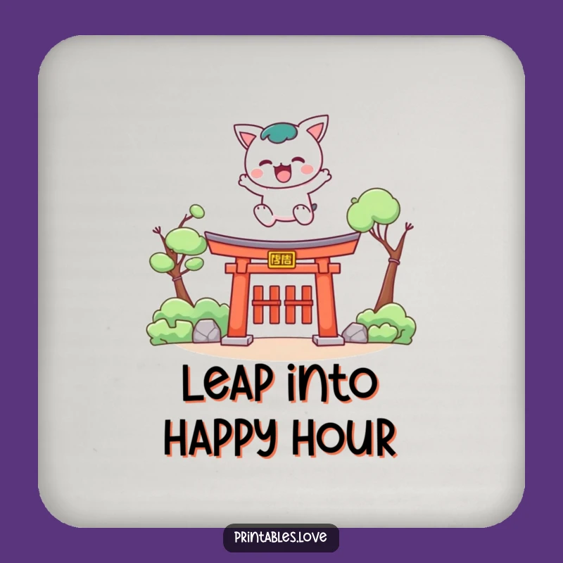 Funny Kawaii Torii Leap Coaster: Add Adventure to Your Drinks
