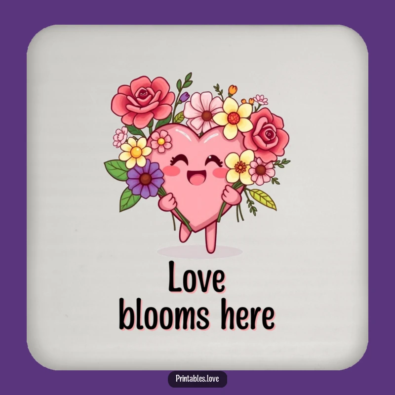 Funny Mismatched Flowers Heart Coaster: Protect Surfaces with Humor