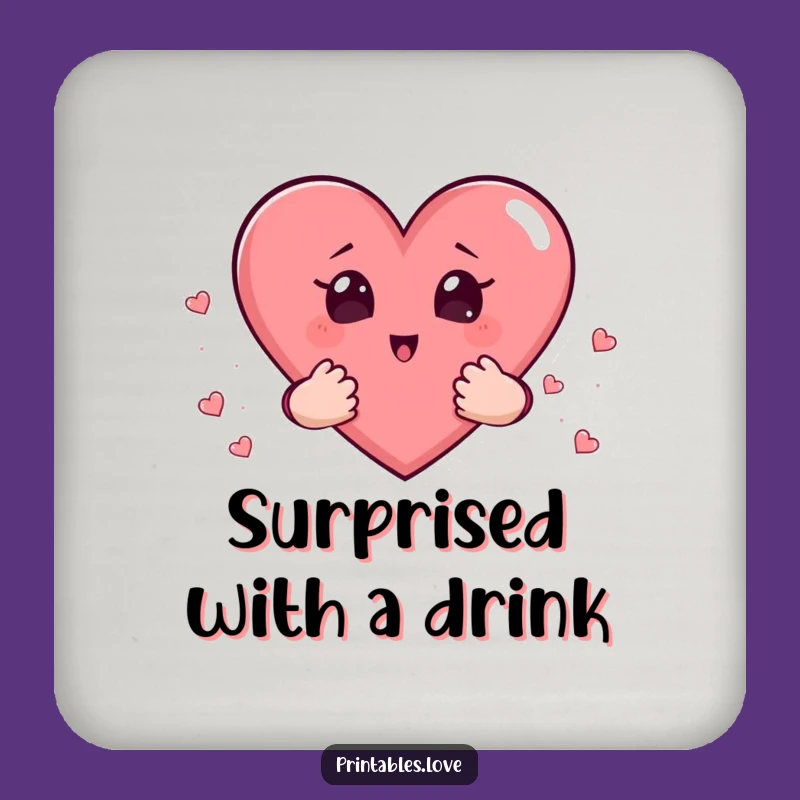 Funny Surprised Heart Coasters: Protect Surfaces with Surprise, Gift Set!