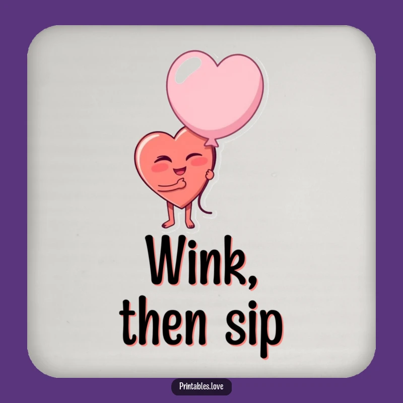 Funny Winking Heart Drink Coaster - Protect Surfaces with Playfulness