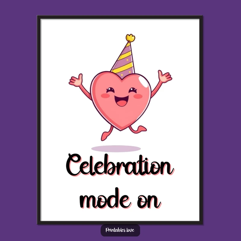 Funny Party Heart Poster - Enthusiastic Jumper Wall Art Gift