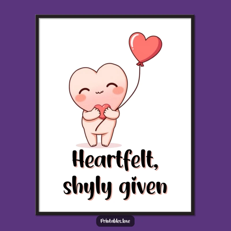 Funny Blushing Heart Poster: Shy Love & Balloon Art, Perfect Gift Idea!