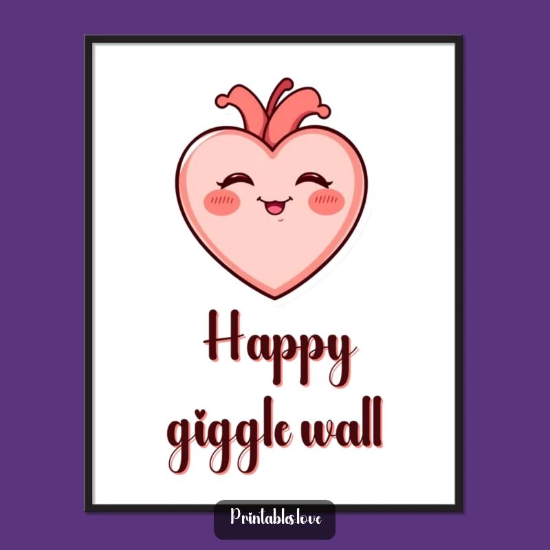 Funny Giggling Heart Poster - Rosy Cheeked Joy Wall Art Gift