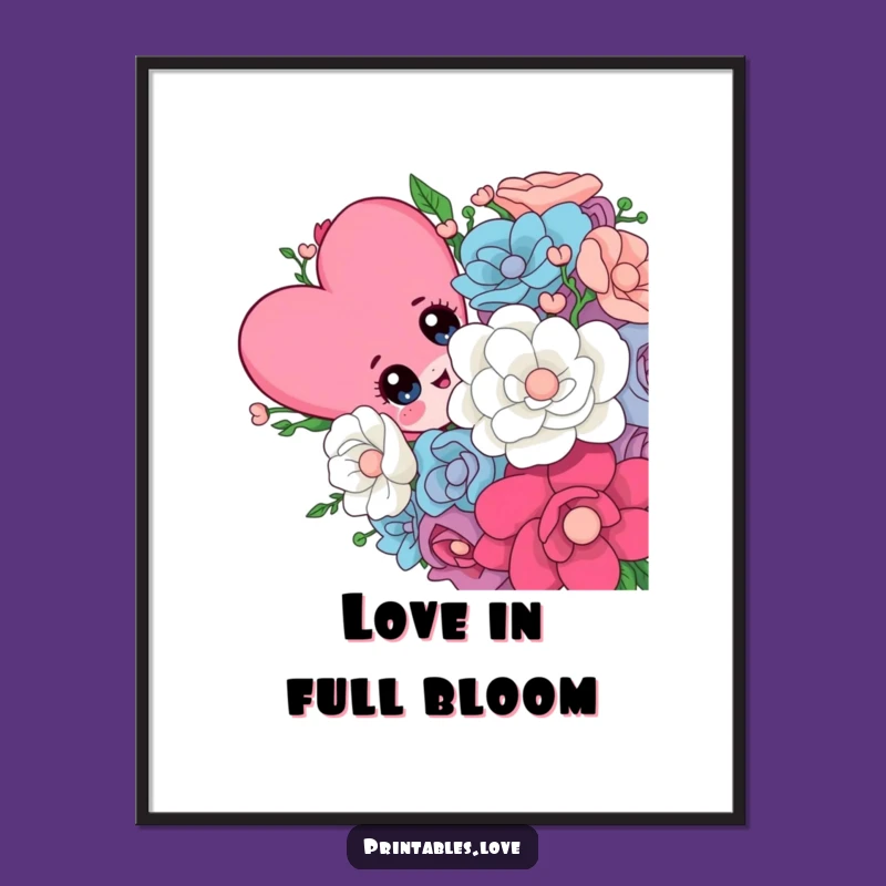 Funny Heart Peeking Poster: Playful Character Art, Whimsical Funny Gift Decor
