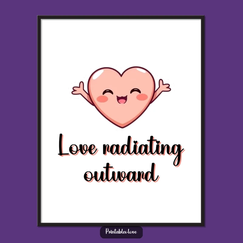 Funny Joyful Heart Poster - Beaming Love Wall Art Gift