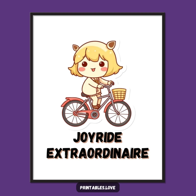 Funny Kawaii Bicycle Rider Poster: Cheerful Wall Art for All