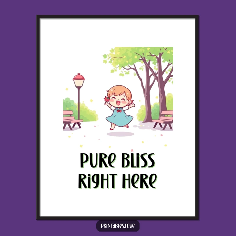 Funny Kawaii Dancing Park Poster: Joyful Art Print, Amazing Funny Gift!