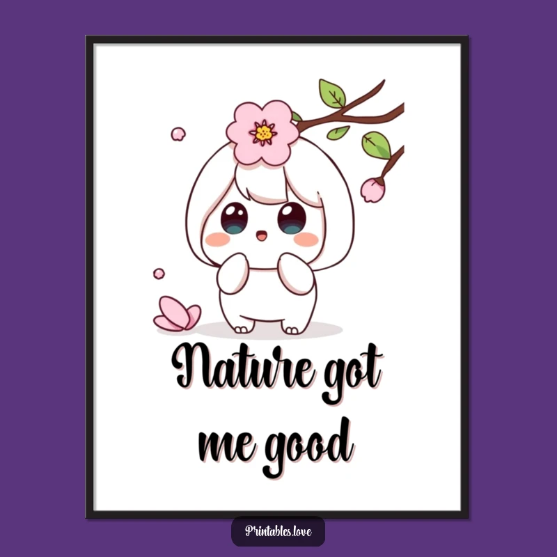 Funny Kawaii Petal Surprise Poster: Adorable Spring Wall Art