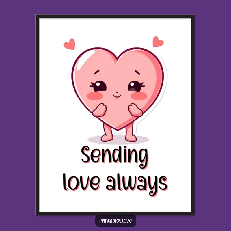 Funny Kissing Heart Character Poster: Puffed Cheeks Art, Charming & Whimsical Funny Gift Decor