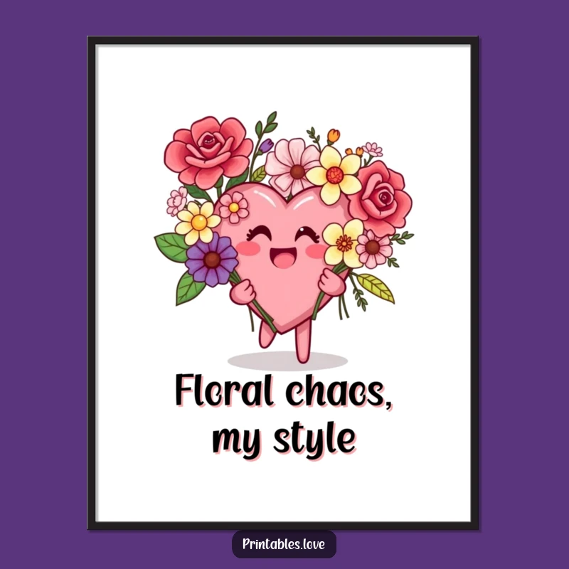 Funny Mismatched Flowers Heart Poster: Whimsical & Humorous Wall Art