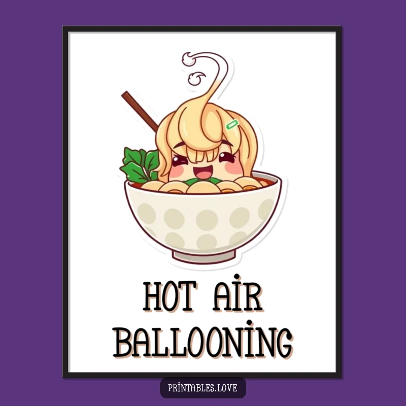 Funny Ramen Bowl Art Print: Cheerful Character Decor Gift for Kitchens