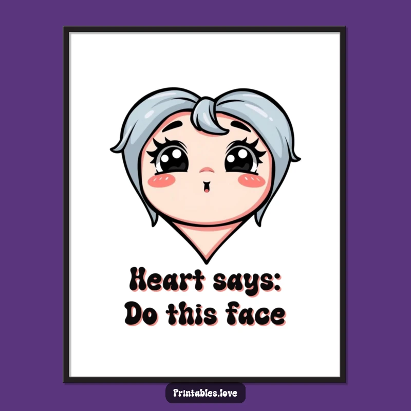 Funny Silly Face Heart Poster: Exaggerated Art, Perfect Gift Idea!