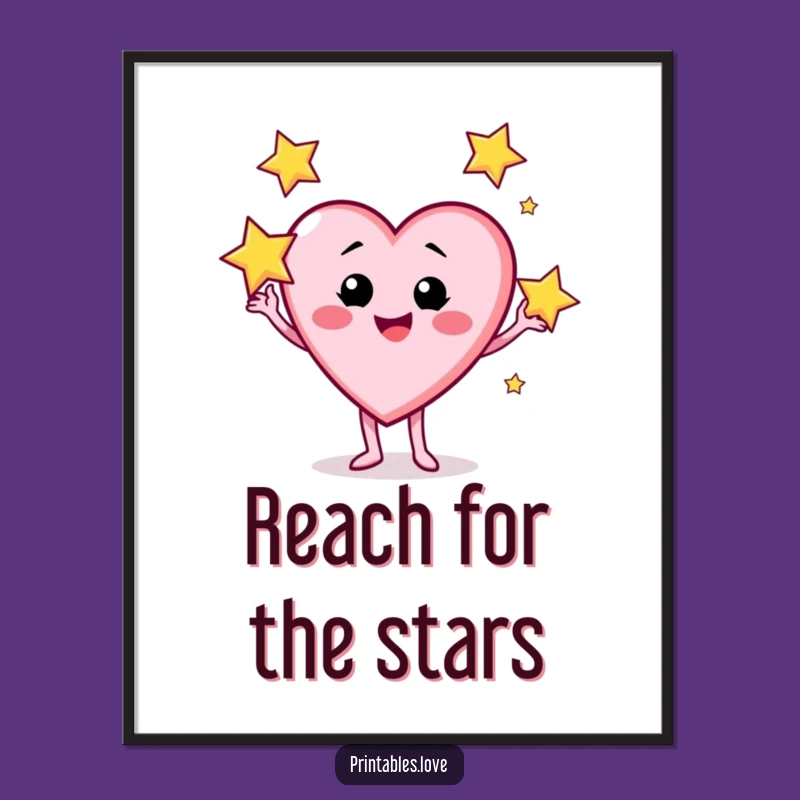 Funny Star Juggling Poster: Magical Heart Character Art, Whimsical Funny Gift