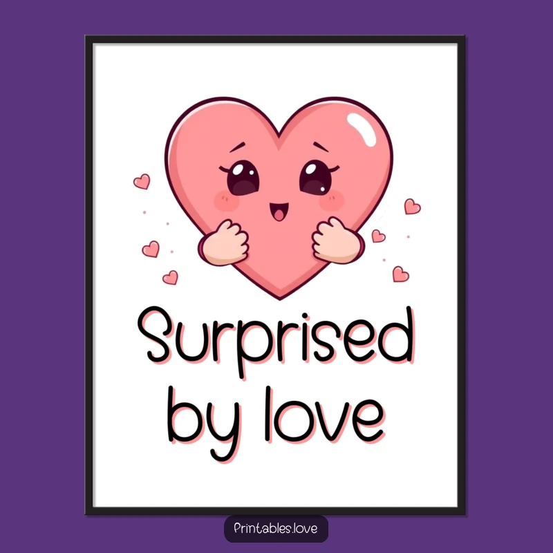 Funny Surprised Heart Poster: Expressive Art, Hilarious Gift for Walls!
