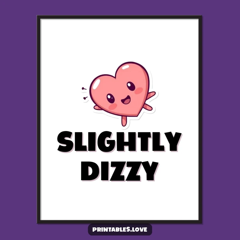 Funny Tumbling Heart Poster: Surprised Expression Art, Whimsical & Hilarious Funny Gift Decor