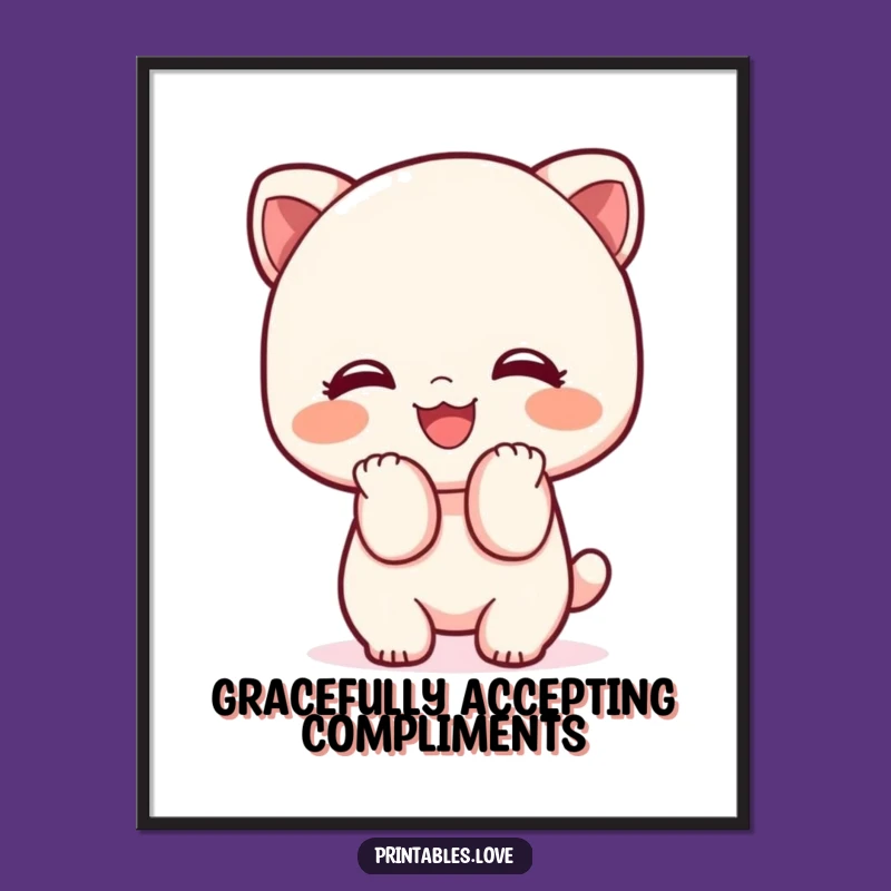 Funny Kawaii Bowing Poster: Charming Wall Art of Politeness