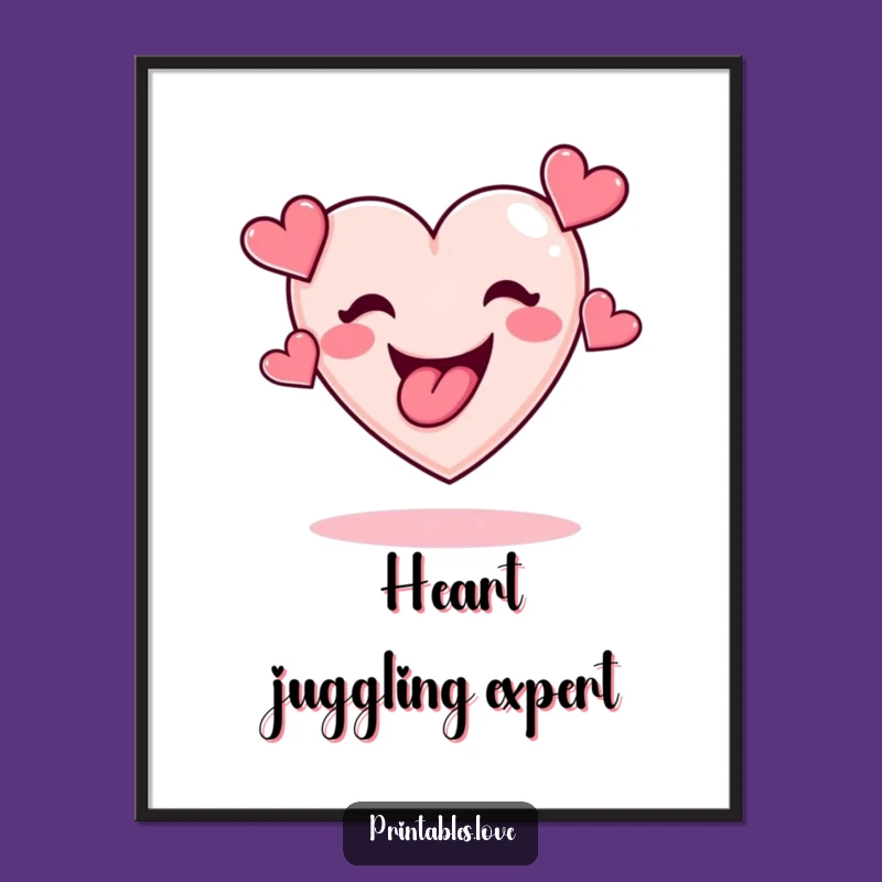 Funny Heart Juggling Poster: Playful Love Art, Hilarious Wall Decor Gift!
