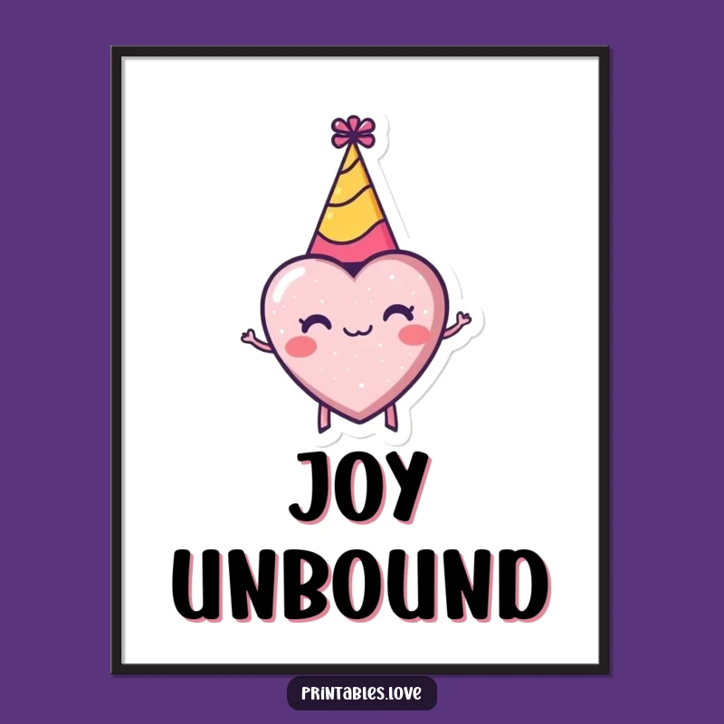 Funny Tiny Heart Party Hat Poster: High-Energy Birthday Celebration Art