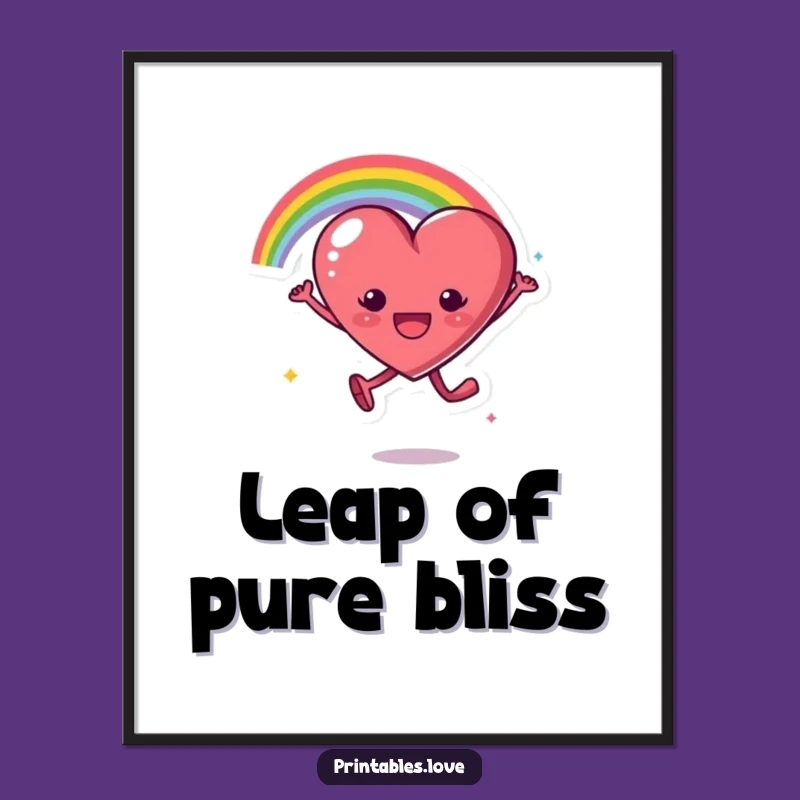 Funny Rainbow Heart Leap Poster - Vibrant Wall Art for a Cheerful Space
