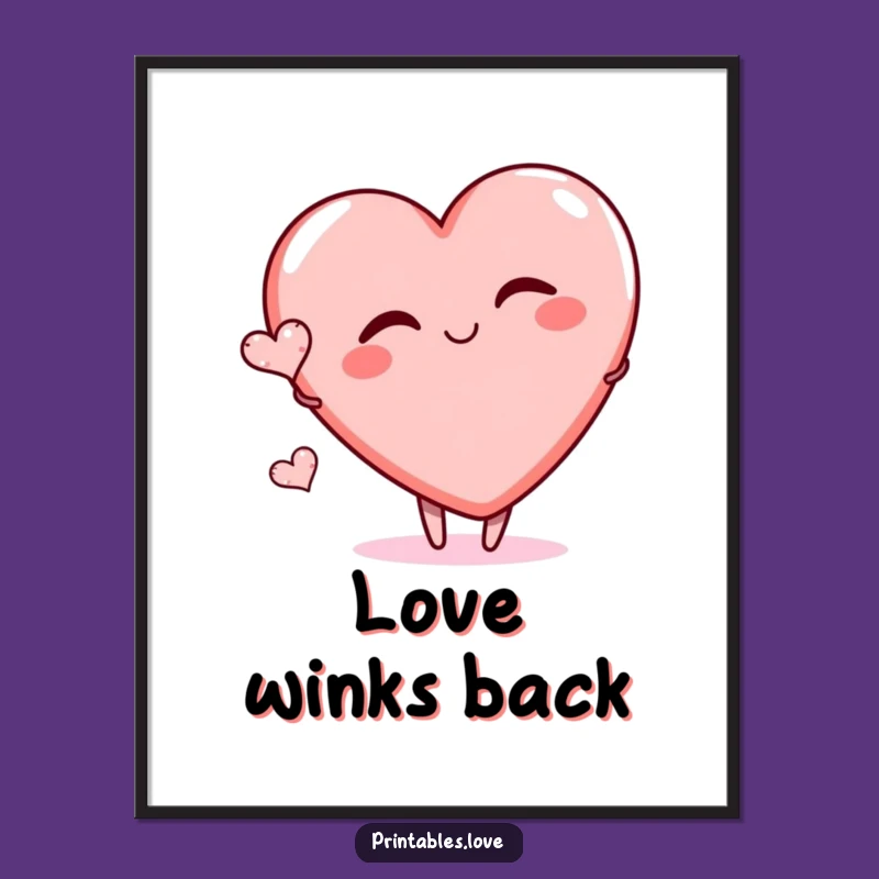 Funny Winking Heart Poster - Playful Cartoon Wall Art for Bedrooms