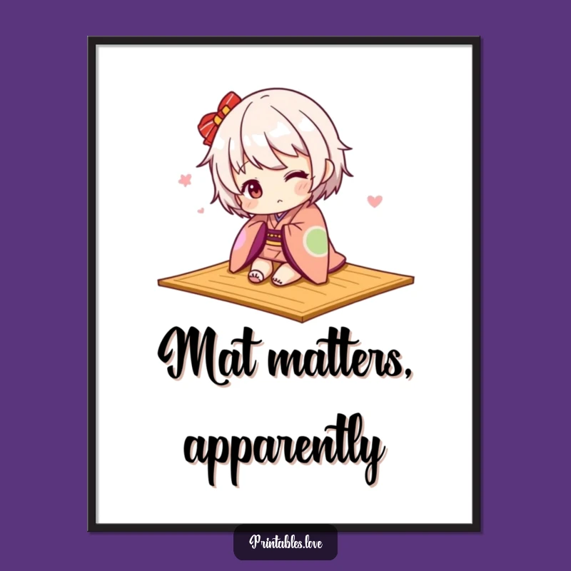 Funny Kawaii Kimono Poster: Cute Art, Playful Mishap, Gift
