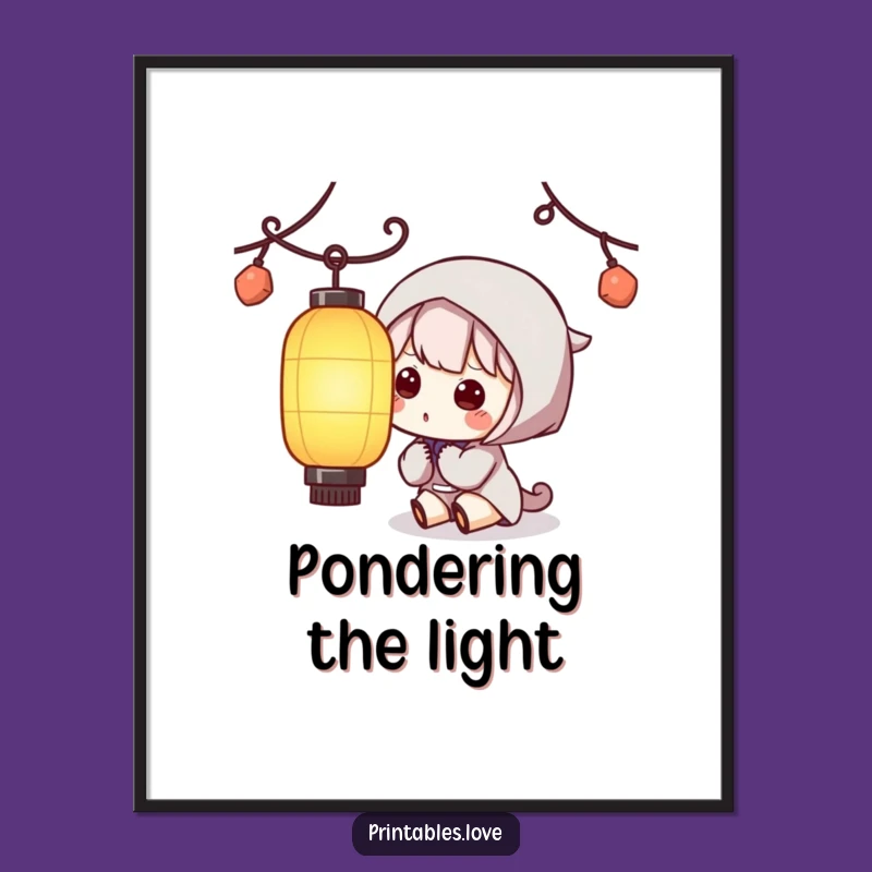 Funny Kawaii Lantern Poster: Enchanting Curiosity Art, Lovely Funny Gift!