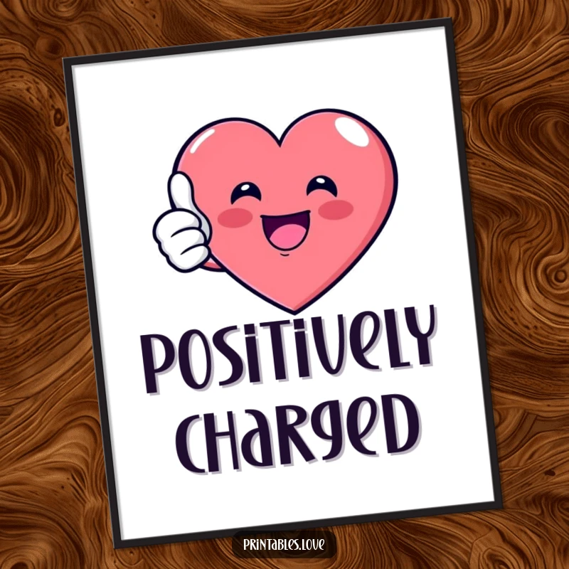 Funny Poster displaying a vibrant cartoon heart giving a enthusiastic thumbs up, adding a touch of humor and positivity to any room.