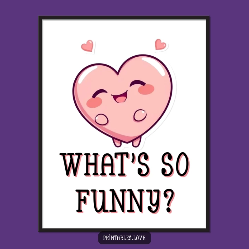 Funny Heart Mischief Poster: Giggling Character Art for Playful Spaces