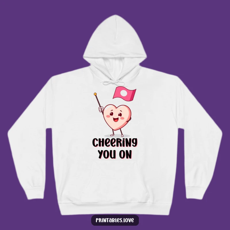 Funny Heart Waving Flag Hoodie: Cozy Enthusiastic Comfort Wear