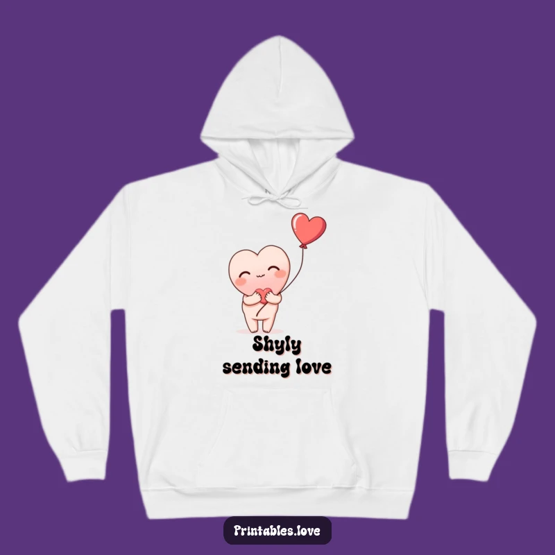 Cozy Funny Blushing Heart Hoodie: Shy Love & Warmth, Ideal Gift!
