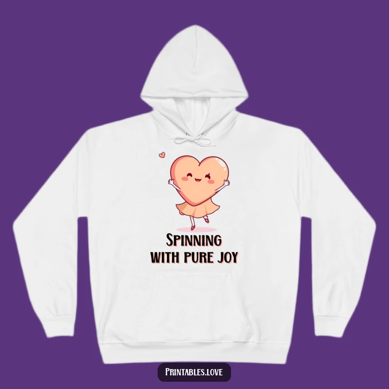 Cozy Funny Dancing Heart Hoodie: Graceful Twirls of Warmth, Ideal Gift!