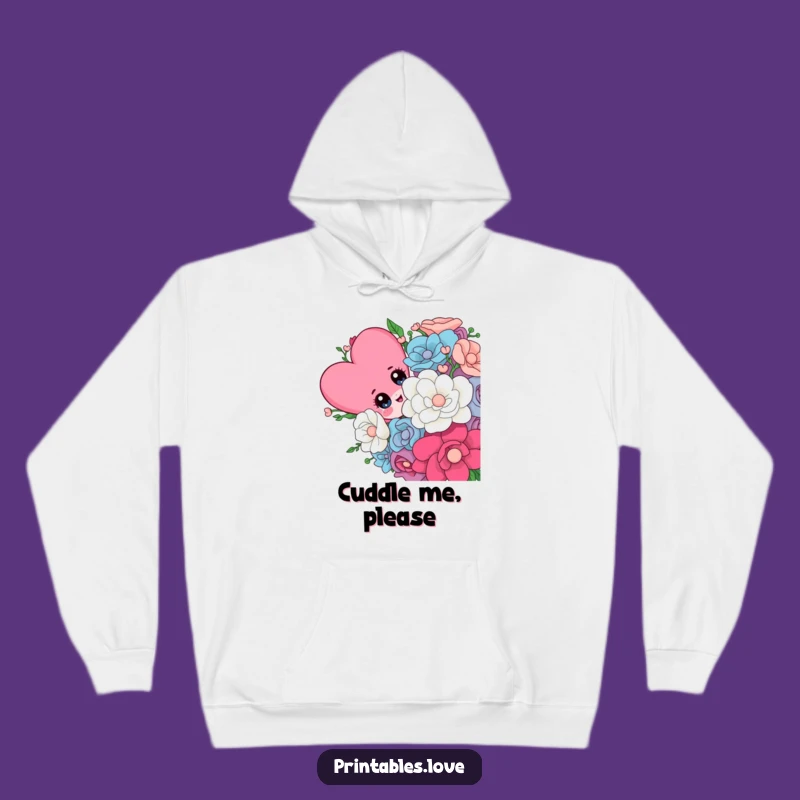 Cozy Funny Heart Hoodie: Adorable Peeking Character, Warm Funny Gift for All