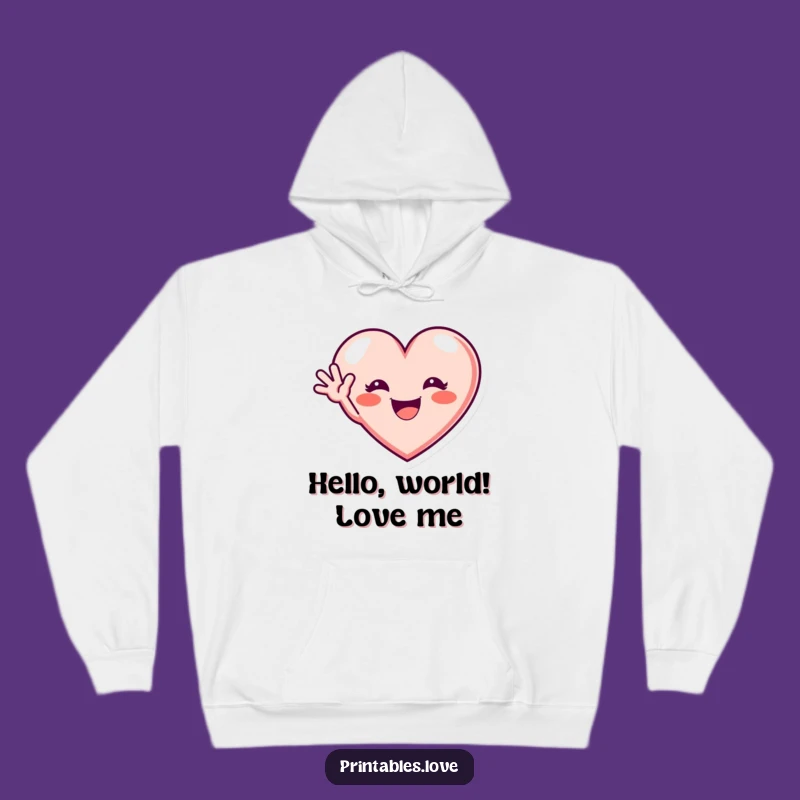 Cozy Funny Waving Heart Hoodie: Excited Grin Warmth, Ideal Gift!