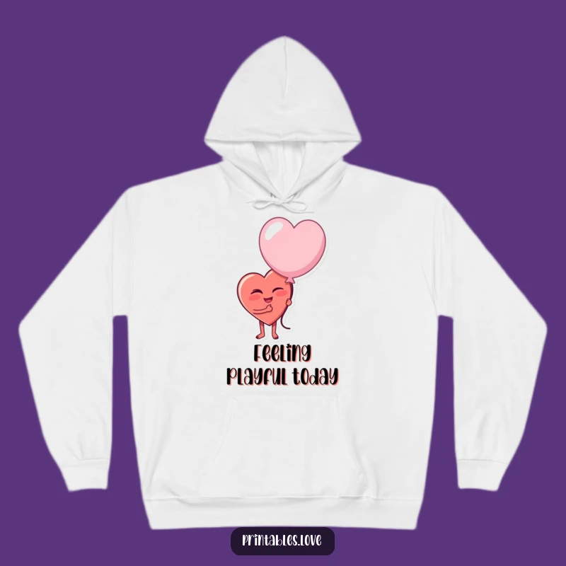 Funny Winking Heart Hoodie - Cozy Up with Playful Vibes