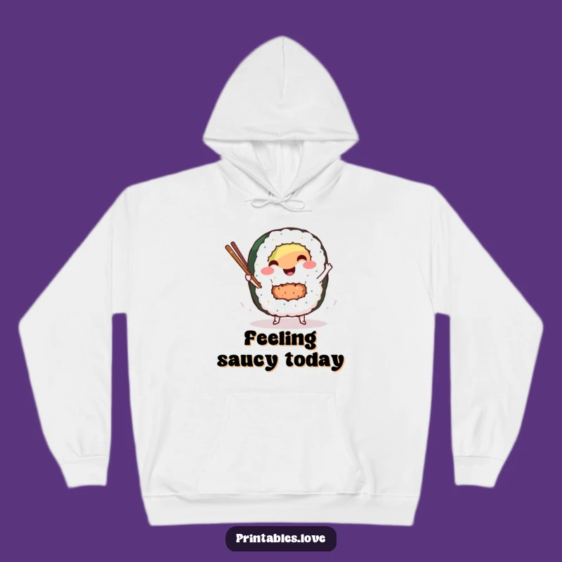 Funny Sushi Dancer Hoodie: Cozy Smiling Roll Character Sweatshirt Gift for Winter