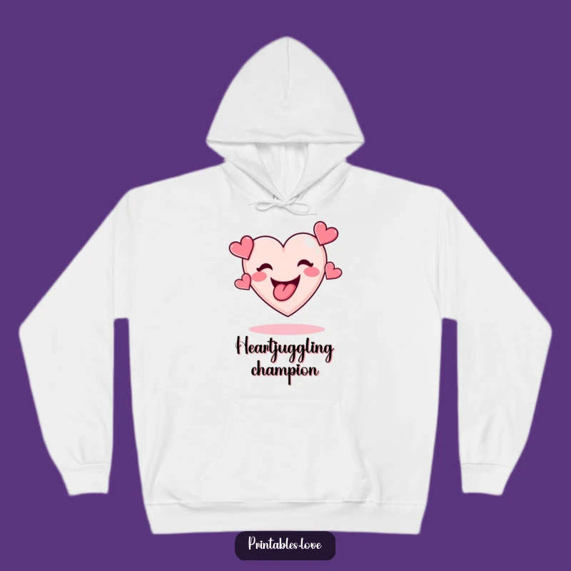 Funny Heart Juggling Hoodie: Cozy Up with Playful Love, Great Gift Idea!