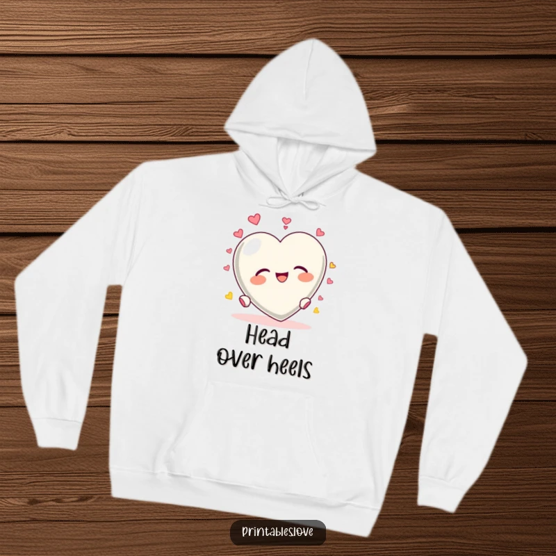 Funny Heart Tumbling Hoodie: A heart character in an endless, delighted tumble, full of happy energy.