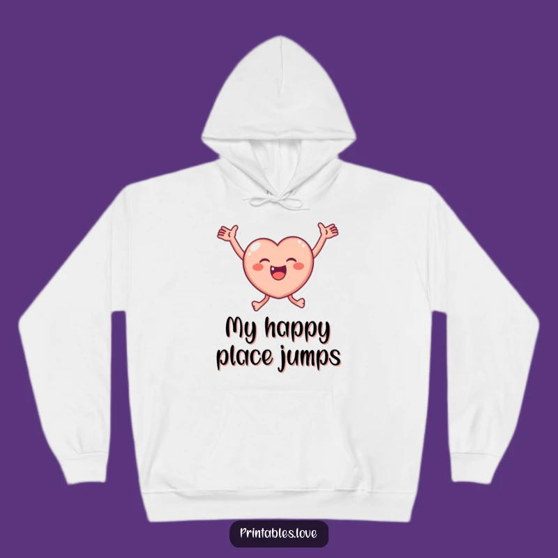Funny Joyful Heart Hoodie - Cozy Up with Leaping Happiness, Perfect Funny Gift!