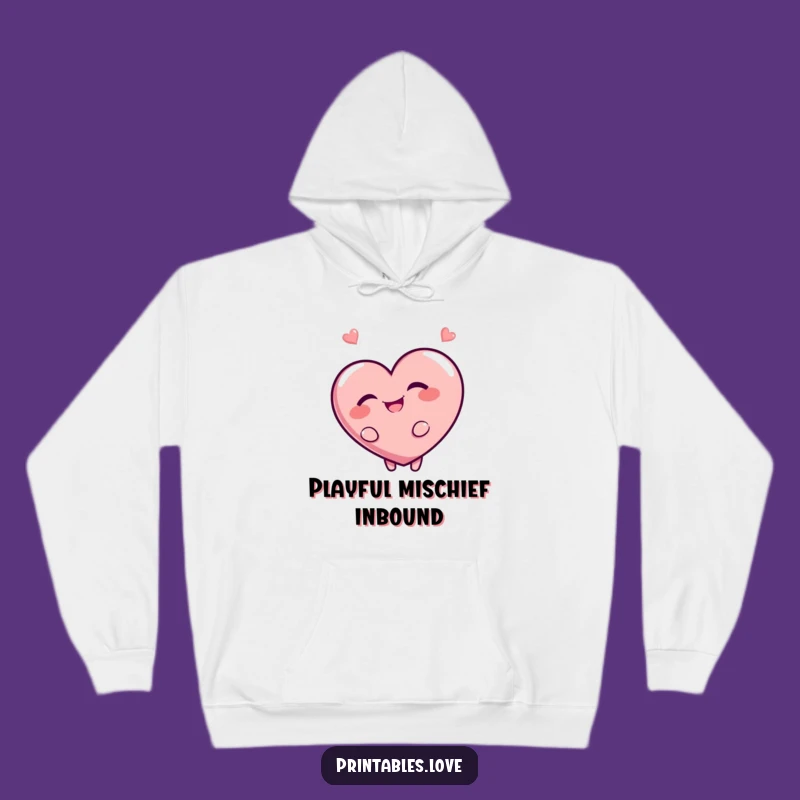 Funny Heart Mischief Hoodie: Cozy Up with Giggling Character Humor